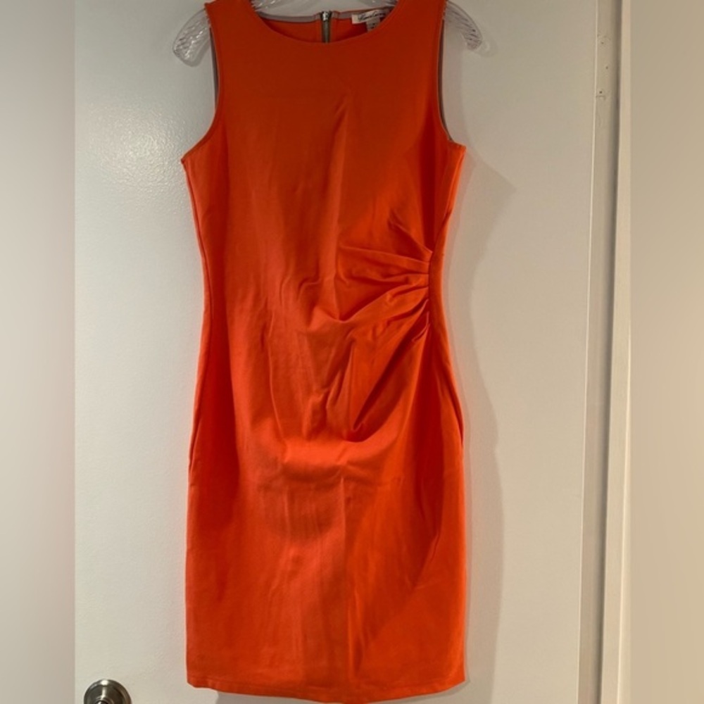Kenneth Cole New York Sleeveless Orange Midi Dress